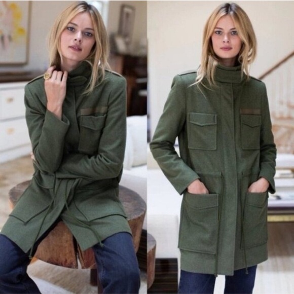 Emerson Fry Army Coat Olive Green Wool Blend Jacket - Picture 2 of 11